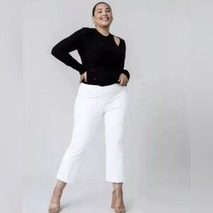 Spanx Size Large On-The-Go Kick Flare Pants Classic White Regular Fit